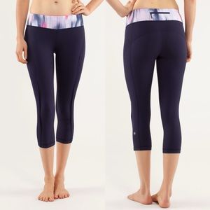 Lululemon Run Sun Sprinter Crop Deep Indigo / Mirage Deep Indigo / Pow Pink 12